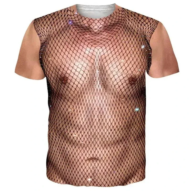 3D Printing Drawing - 2024Funny Muscle Body 3D Stampato T-shirt