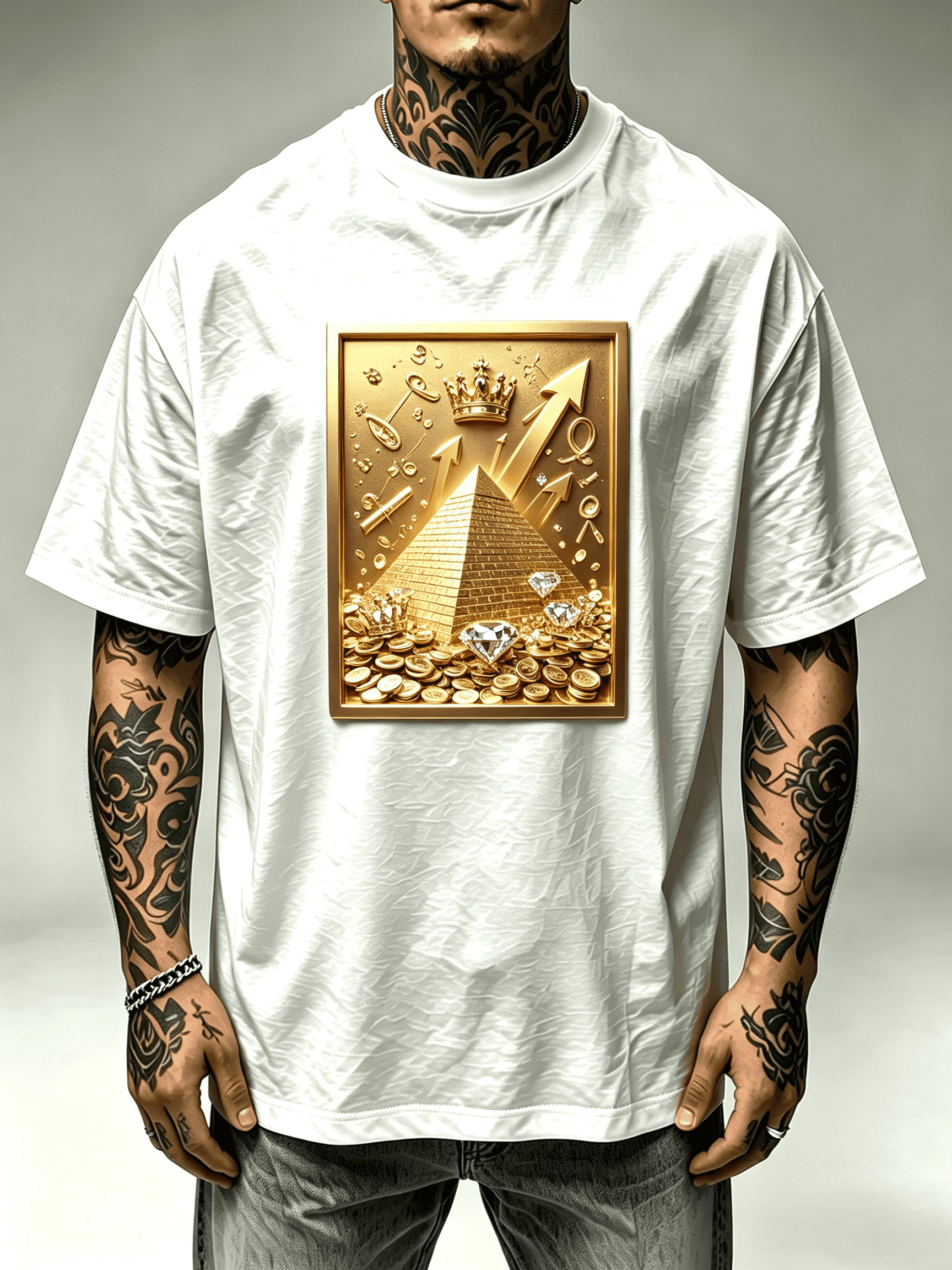3D Printing Gold - T-shirt Unisex con Grafica Tesoro Piramidale
